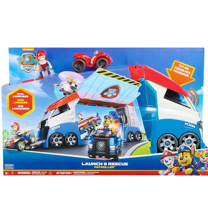 PAW Patrol, PAW Patroller trasformabile con lanciatore per veicoli, luci e suoni, personaggio di Ryder e quad giocattolo