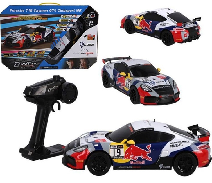 Auto radiocomandata Porsche 718 Cayman GT4 con licenza ufficiale, radiocomando a 2,4 GHz, per bambini dai 6 anni in su, scala 1:14 con luce