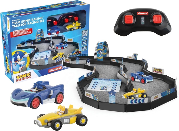 Carrera – Team Sonic Racing Mini Rc, Scala 1:43 frequenza 1.4GHz 2 veicoli e 2 controller.