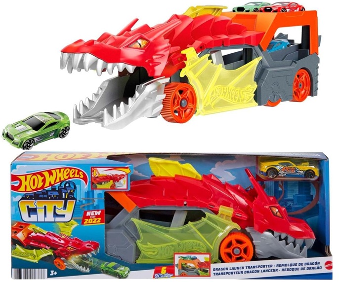 Hot Wheels Mattel Dragon Launch Transporter Playset