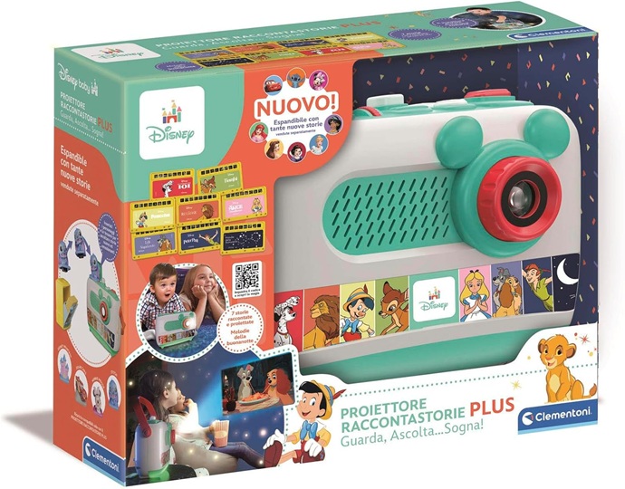 Clementoni Disney Baby Proiettore Raccontastorie PLUS, con 7 Storie dei Grandi Classici, Gioco Elettronico Parlante 2+