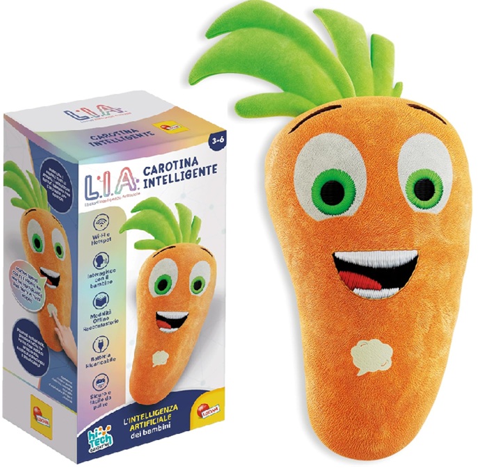 Lisciani Giochi – Hi Tech Educativo L.I.A. Personaggio Carotina con intelliggenza Artificiale integrata.