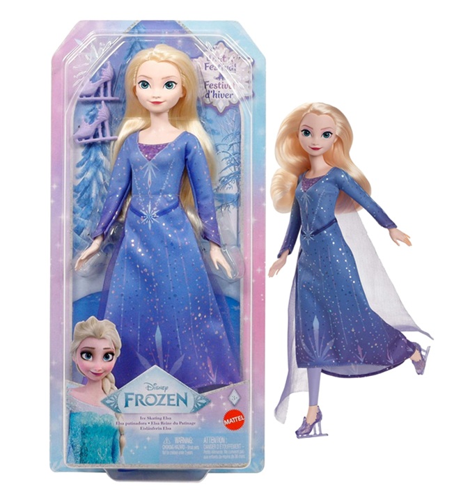 Mattel Disney Frozen – Elsa, bambola alla moda con abito da pattinaggio sul ghiaccio, accessori, scarpe e pattini rimovibili inclusi, giocattolo per bambini, 3+ anni, JBG53