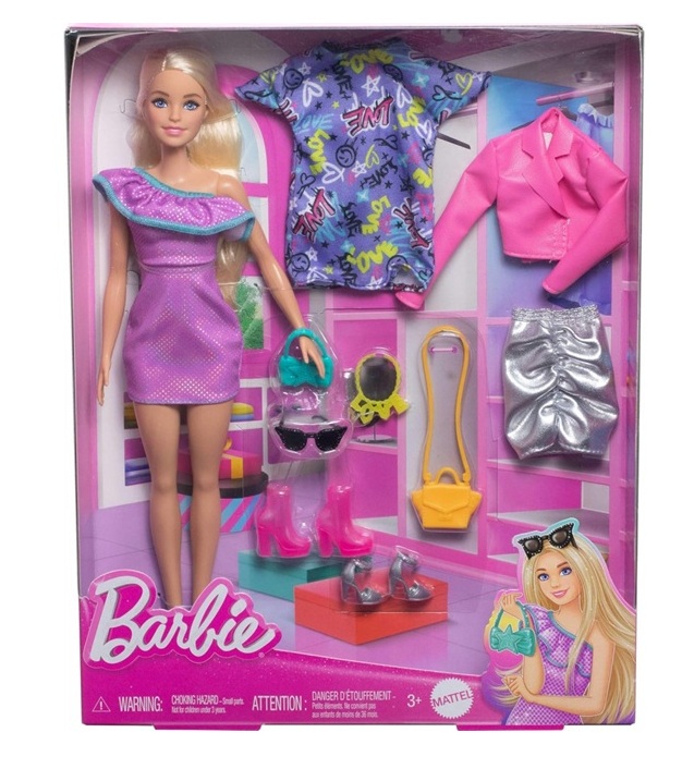 Barbie Doll Fashionistas Party Set HYT61 con 3 abiti biondi
