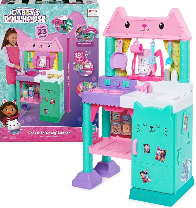 Gabby’s Dollhouse, Set Cucina di Cakey con Accessori Giocattolo per Cucina, Cibo, Suoni e Musica, Giocattoli per Bambini e Bambine dai 3 Anni in su