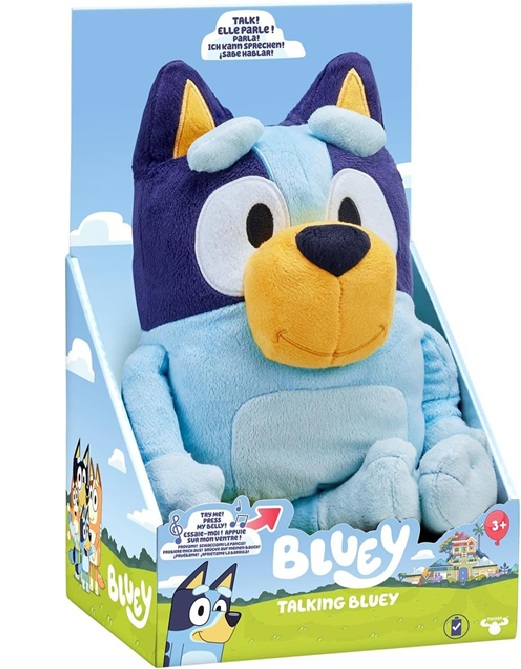 Bluey Peluche Parlante interattivo Italiano, Pupazzo Morbido con 9 Frasi e Canzoni, 3 Anni +