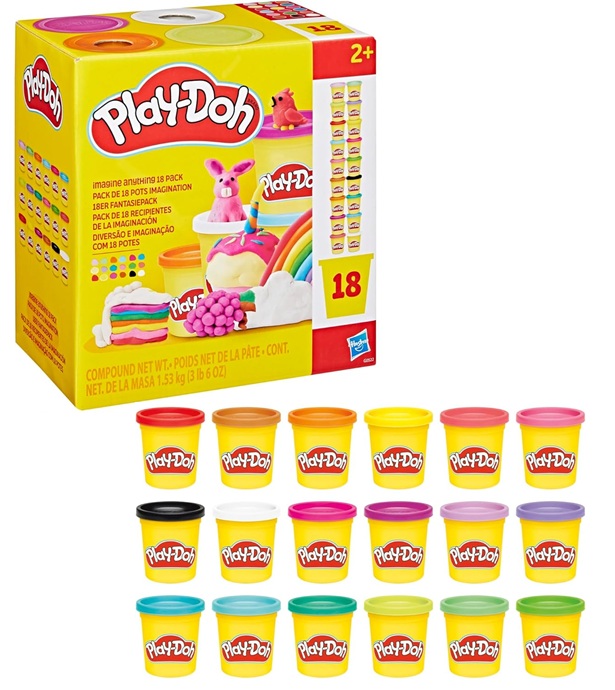 Play-Doh  Immagina Qualunque Cosa, Arti e Mestieri Creativi per Bambini e Bambine dai 2 Anni,  Confezione da 18 Vasetti di Pasta Modellabile
