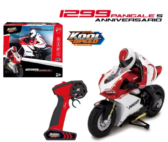 Moto Radiocomandata Ducati 1299 Panigale S Anniversario 1:6 – RC Ricaricabile con Pilota per Bambini 6+ Anni