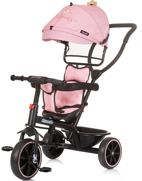 Triciclo Pulse Col. Rosa Con Maniglione Direzionabile e poggiapiedi ruote in Eva