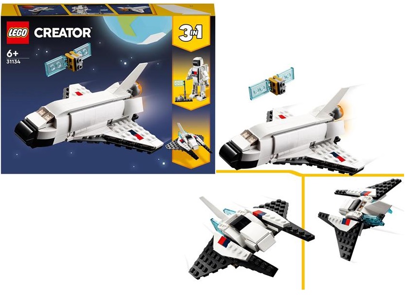 LEGO Creator 31134 Space Shuttle, Set 3 in1 con Astronauta e Astronave Giocattolo