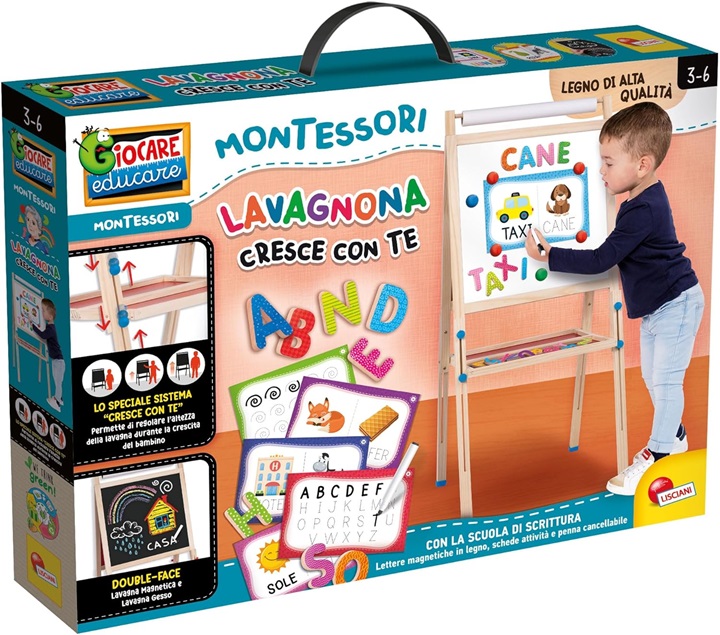 Lisciani Giochi – Montessori Lavagnona legno cresce con te