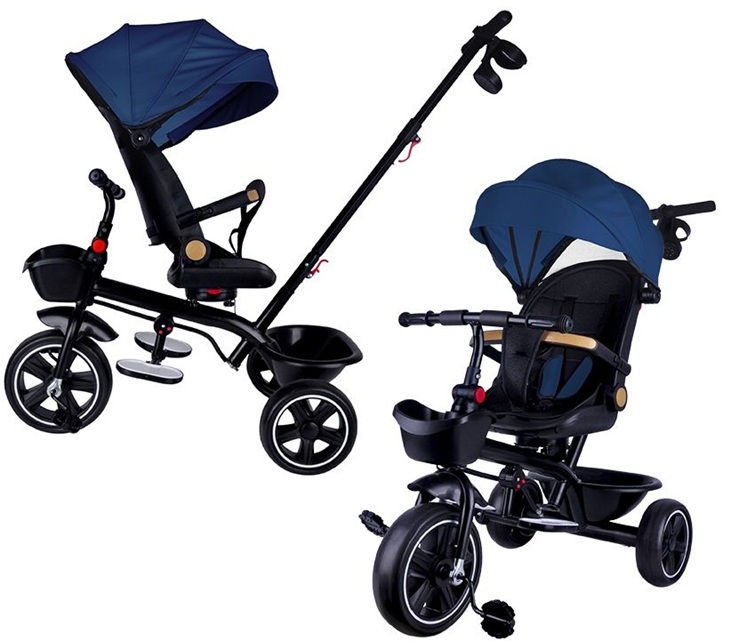 Triciclo Metal Star Col. Royal Blu Triciclo passeggino Multifunzionale