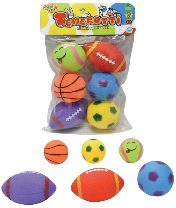 Tenerotti Palle sportgommosi con suono sogg. Dinosauri pz.6