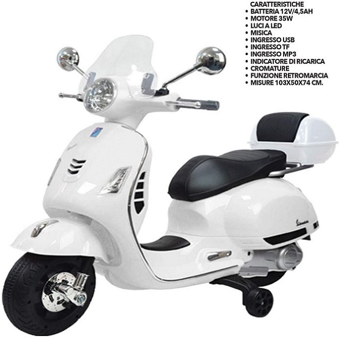 VESPA PIAGGIO GTS DELUXE  CON BAULETTO E VISORE+ ROTELLE LUCI LED COL. BIANCO