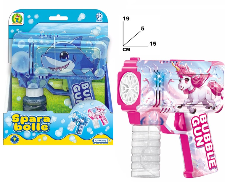 Pistola sparabolle luci e suoni 2 sogg. in ass.