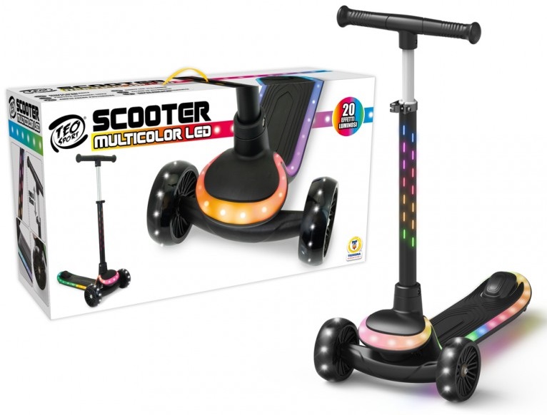 Teo Sport Monopattino Twist & Roll Alluminio . 3 Ruote 120/80MM con ruote luminose e telaio interamente illuminato