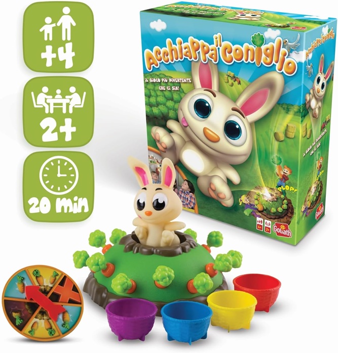 Goliath Acchiappa il Coniglio, Gioco da Tavolo per Bambini e Bambine dai 4 Anni in su, Gioco d’Azione con Coniglio e Carote, Stimola i Riflessi, Gioco per Regalo