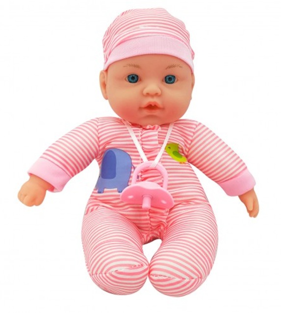 Bambolotto 4 funzioni soft con testa e amni in vinile colore Rosa cm 30
