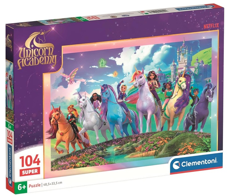 Clementoni – Unicorn Academy  Supercolor Puzzle –  104 Pezzi, 25098