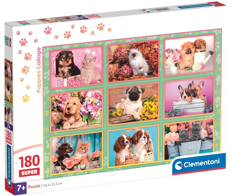 Clementoni – Noli collage dei cuccioli  Supercolor Puzzle – 180 Pezzi, 29785