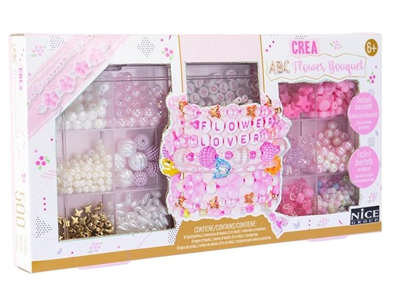 Nice Group – Perline ABC Flower Bouquet, Kit da 500 Perline colorate e multiformi