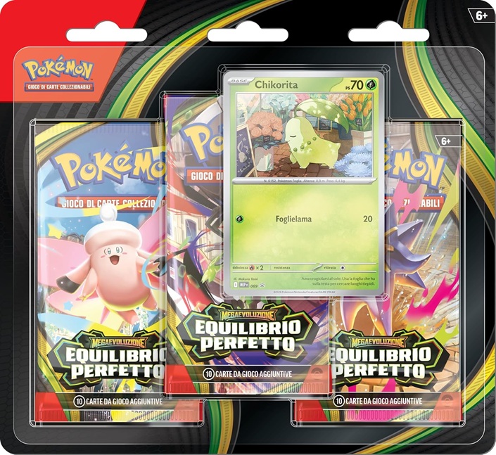Pokémon: confezione da tre buste dell’espansione Megaevoluzione – Equilibrio Perfetto del GCC Pokémon (una carta promozionale olografica e tre buste di espansione), Edizione in Italiano