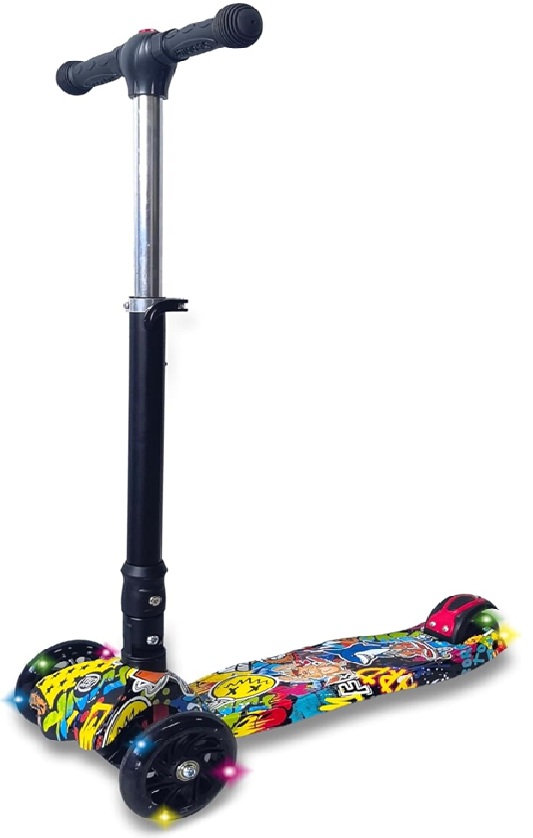 Teorema Giocattoli – Sticker Bomb Monopattino Bambino 3 Ruote con Luci Led – Monopattino Bambini 2-5 Anni Pieghevole e Regolabile