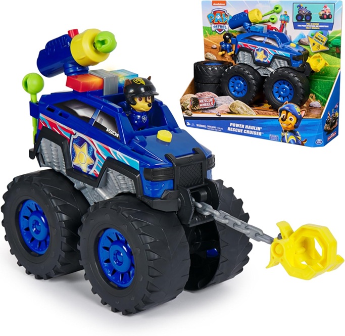 Paw Patrol: Rescue Wheels Chase Deluxe, Veicolo Giocattolo con Propulsore, Argano Motorizzato, Luci e Suoni, Giocattoli per Bambini e Bambine, 3+ Anni