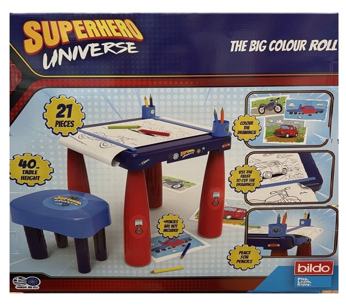 Bildo – Spiderman Set Tavolino con colori e sgabbello 40 cm