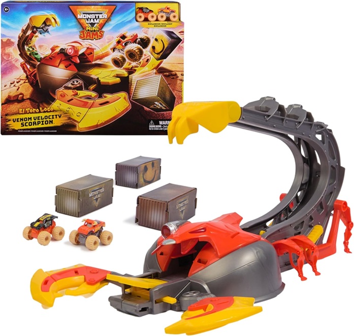 Monster Jam, set di gioco El Toro Loco Venom Velocity Scorpion, Mini Jams, 2 veicoli Monster Truck Die-cast speciali El Toro Loco Venom Velocity Scorpion