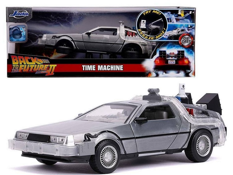 SIMBA TOYS TIME MACHINE BACK TO THE FUTURE 2 DELOREAN 1/24 CON LED BARRA TEMPORALE