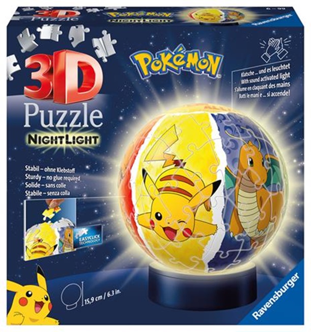 Ravensburger – 3D Puzzle Nightlamp Pokemon, Night Lamp, 72 Pezzi