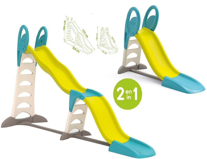 Smoby – Scivolo Super Megagliss 2 in 1, 7600820200, +2 anni, da 1,70 m a 3,60 m, scivolo da esterno, trattamento anti-UV