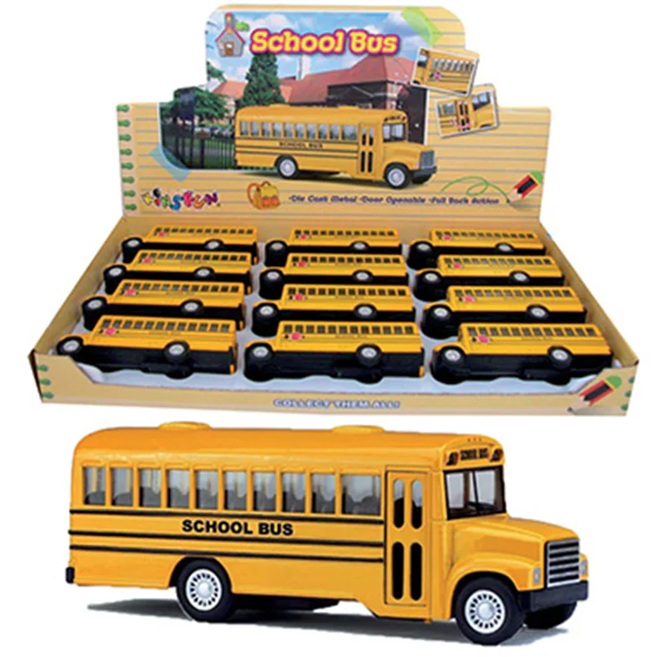 Furgone scuolabus americano  scala 1:36 Retrocarica e Porte Apribili 14 cm