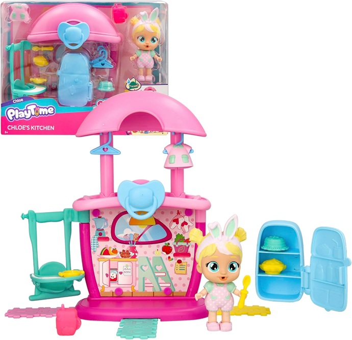 Playtime Cry Babies – Cucina Di Chloe, Bambola con Mini Playset della Cucina Di Chloe con 14+ accessori, che piange Lacrime Vere con Funzione Magica.