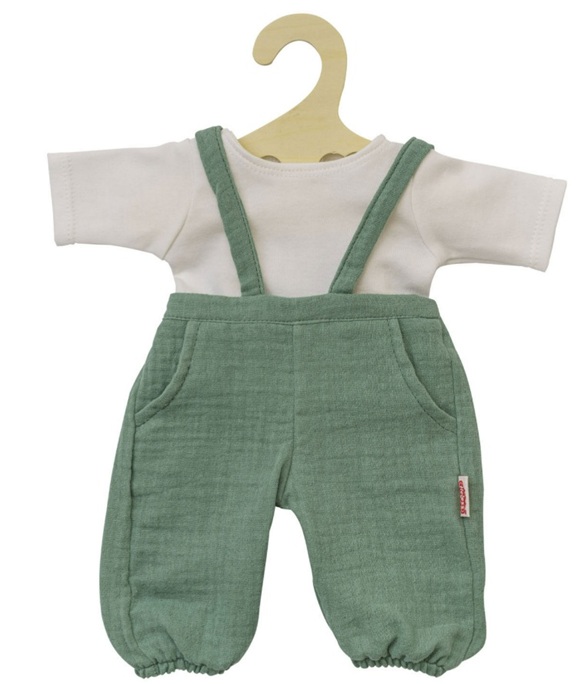 Salopette per bambola col verde, 35-45 cm