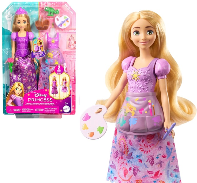 Mattel Disney Princess – Rapunzel 2 storie in 1, bambola alla moda ispirata al film Rapunzel con 2 look completi intercambiabili e 9 accessori inclusi, JBG09