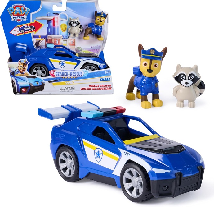 Paw Patrol: Search & Rescue, Auto della Polizia di Chase con 2 Personaggi, a Retrocarica , 3+ Anni
