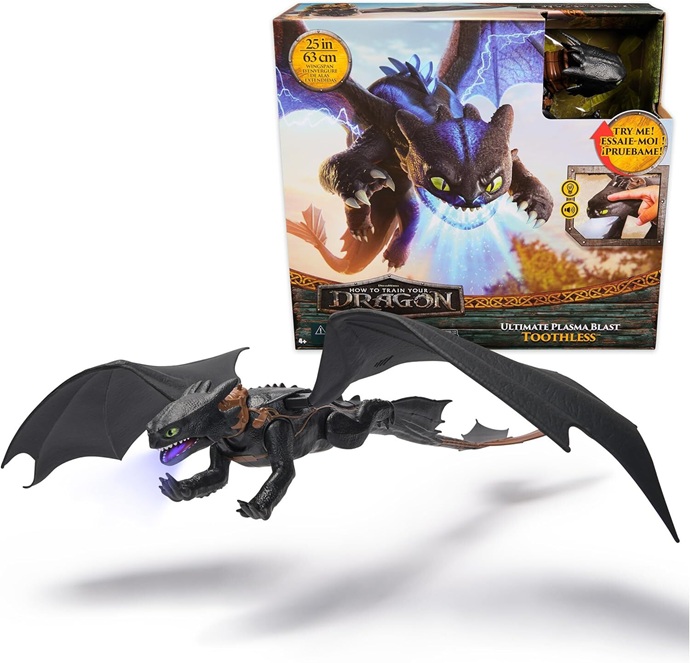 DreamWorks – Dragon Trainer, Drago Furia nera sdentato, interattivo luci e suoni ultimate plasma blast