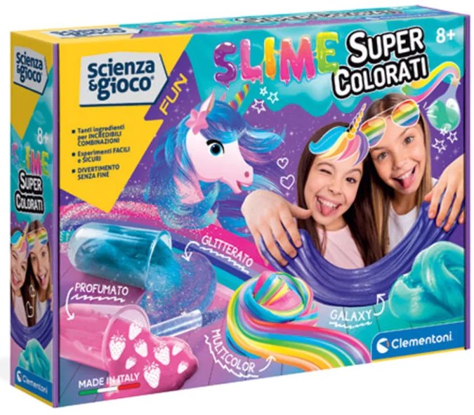 Clementoni Scienza e Gioco Fun, Slime Super Colorati, Gioco Scientifico 8 Anni, Laboratorio Slime Esperimenti, Fabbrica Slime, Kit per Slime