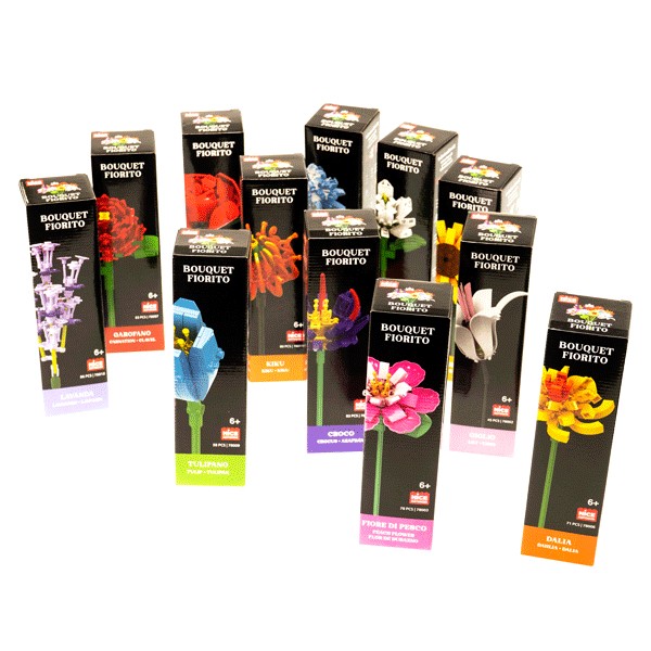Flowers Mattoncini – Collezzione di fiori in mattoncini componibili Sogg. Assortiti con 12 varianti (vendita singola)