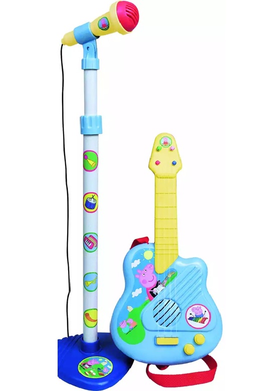 Peppa Pig, Chitarra a 4 Corde e Microfono con Asta.