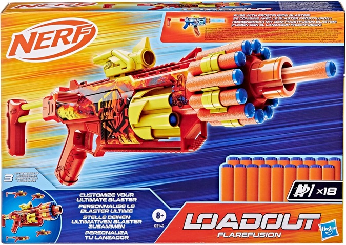Nerf Loadout, blaster FlareFusion e 18 dardi N1.