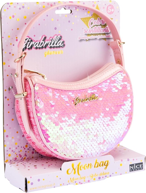Girabrilla Moon Bag, 1 Borsa in stile Tweed con Paillettes Reversibili