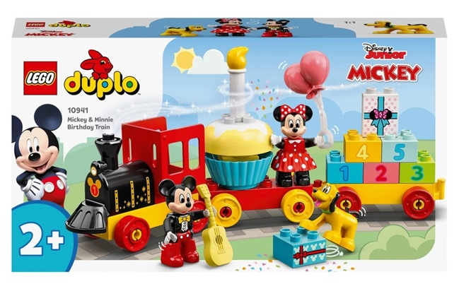 LEGO Duplo Disney Il Treno del Compleanno di Topolino e Minnie con Torta e Palloncini, Giocattoli per Bambini, 10941