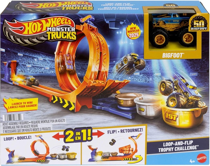 Hot Wheels JBX64 – Monster Truck Loop & Flip Trophy Challange bambini, 4+ anni, JBX64