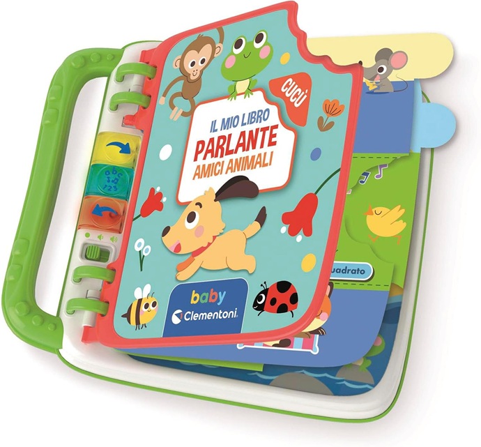 Clementoni Baby Libro Parlante Amici Animali, Gioco Educativo Bambini 12+ Mesi, Centro attività Prima Infanzia per Imparare Numeri, Colori, Forme, Versi degli Animali, Lingua Italiana, 17550