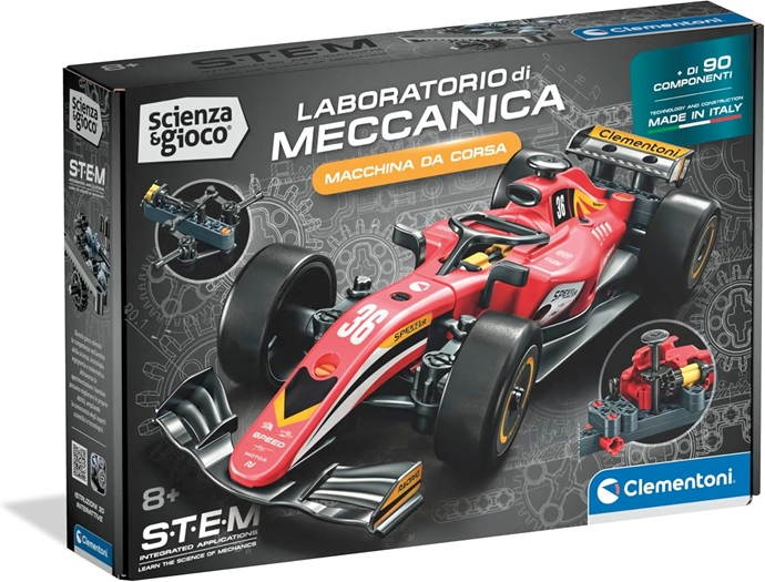 Clementoni Scienza e Gioco – Macchina Da Corsa Speed Racer, Laboratorio Di Meccanica Bambini 8+ Anni, Set Costruzioni Oltre 90 Componenti, Made In Italy, Lingua Italiana, 19475
