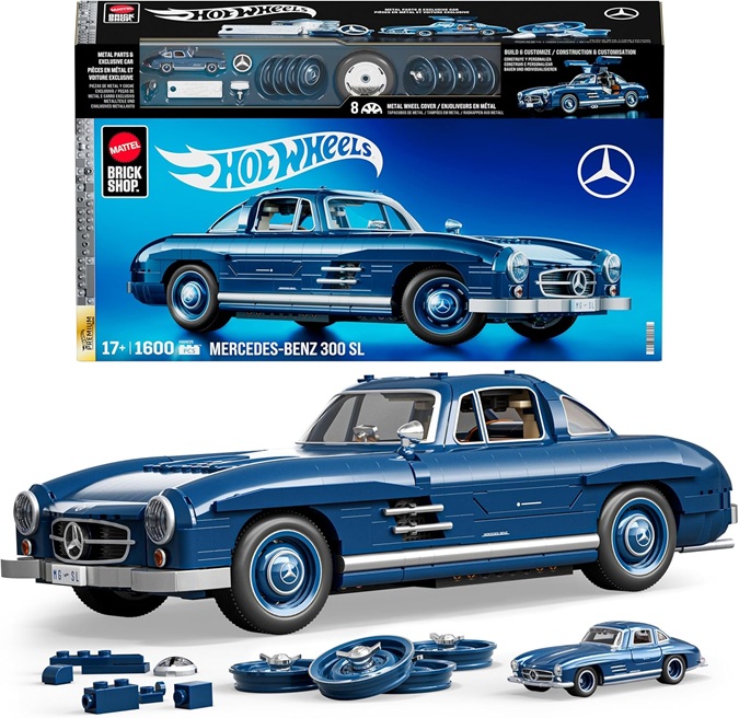 ?Mattel Brick Shop Hot Wheels Serie Premium set da costruire, Mercedes-Benz 300 SL