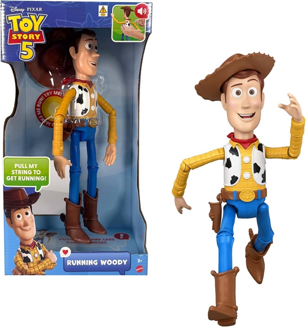 Mattel Disney e Pixar Toy Story 5 Woody che corre | Action figure da 30 cm con oltre 50 frasi e suoni dal film, fedele al film, JMW25